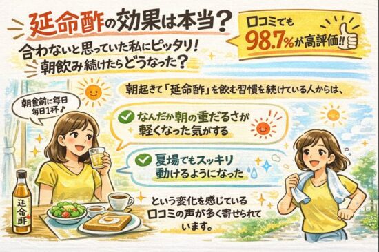 延命酢の効果は本当？合わないと思っていた私にピッタリ！朝飲み続けたらどうなった？