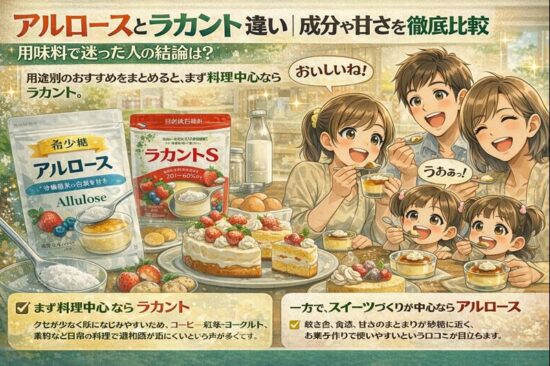 アルロースとラカント 違い｜成分や甘さを徹底比較。甘味料で迷った人の結論は？
